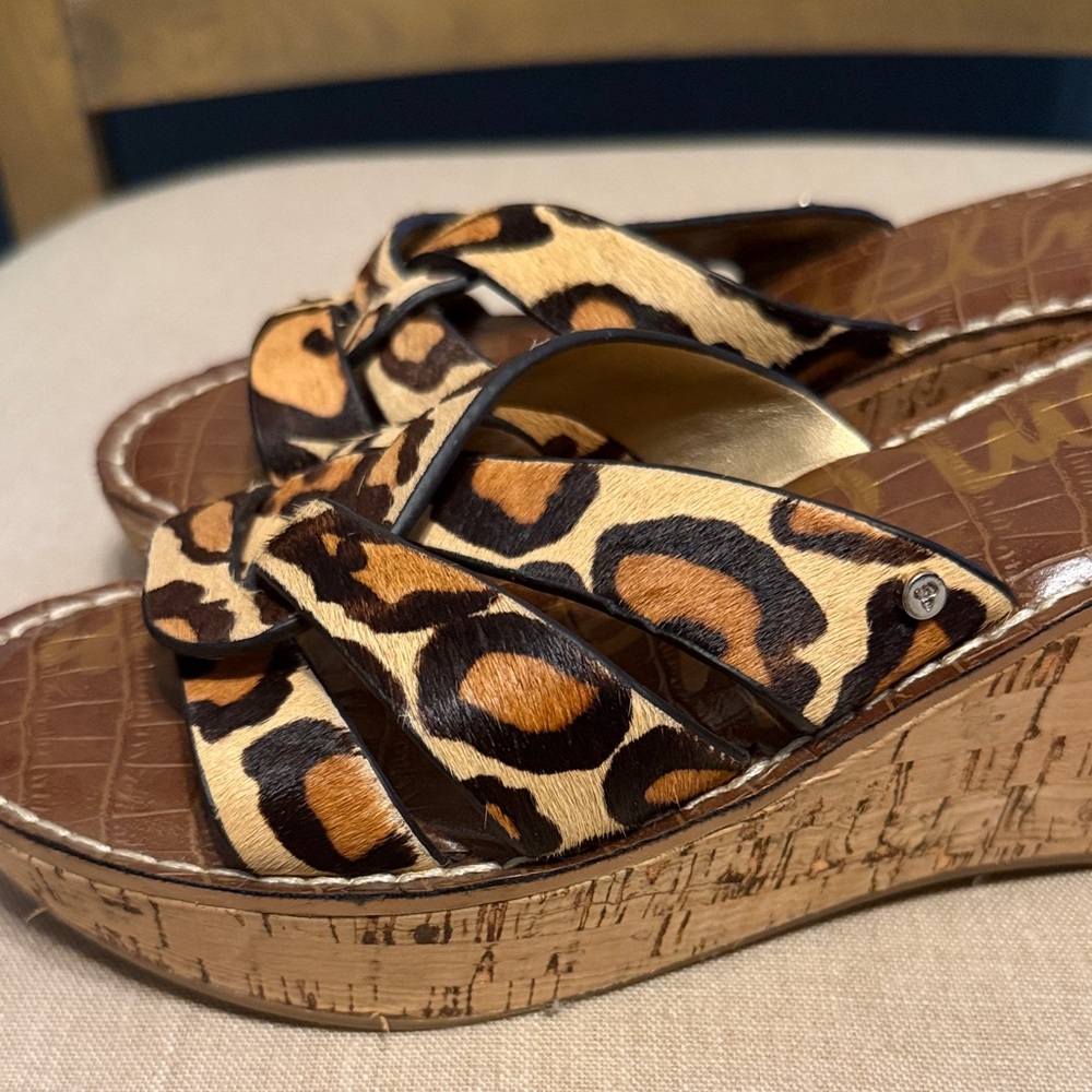 Sam Edelman Women’s Animal Fur Print Wedge Sandals, Size 8.5 - Picture 5 of 10